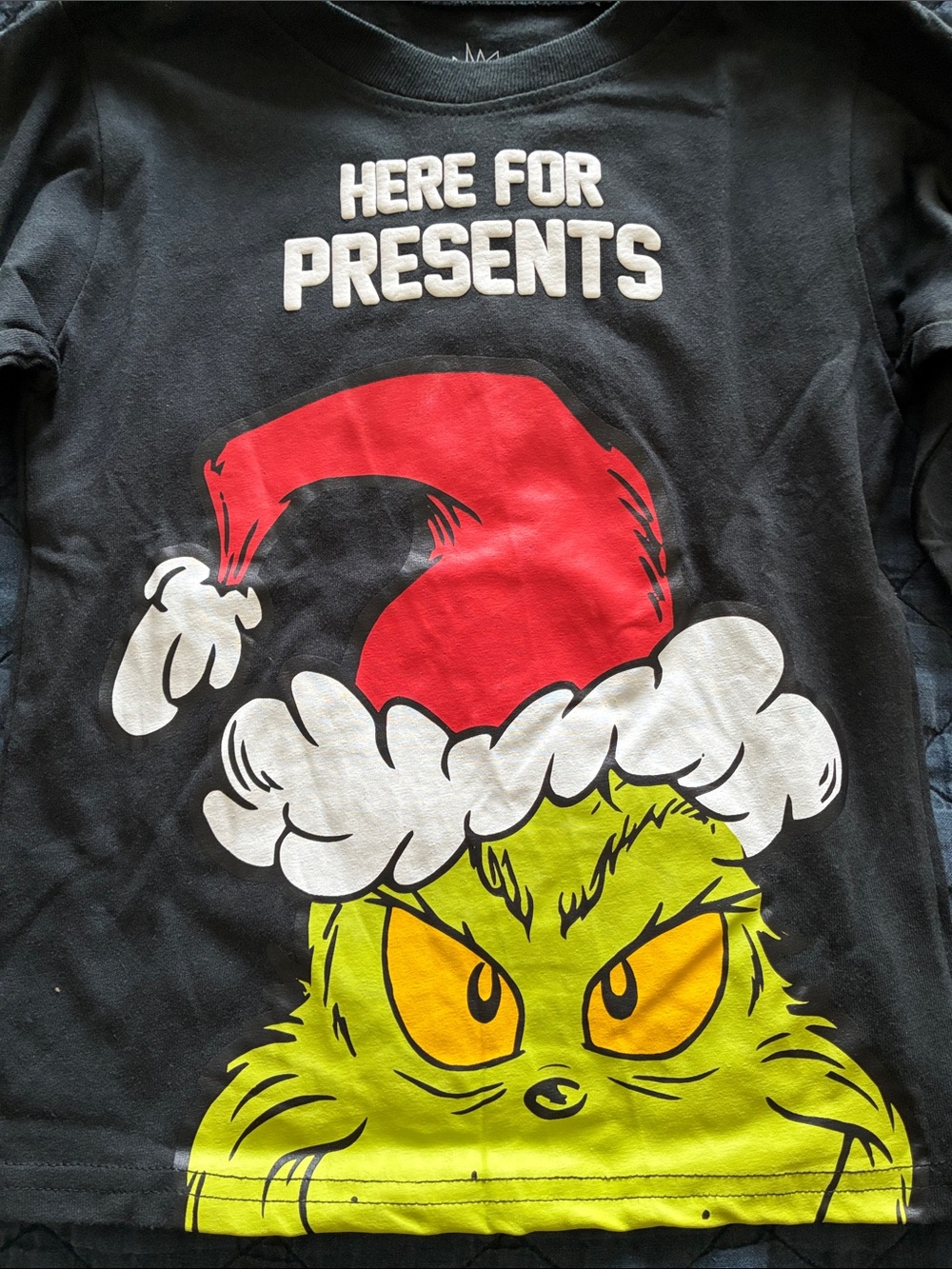 NWT Grinch Holiday Long Sleeved Tee with Red Santa Hat